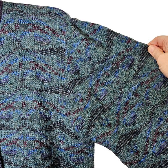 Geiger Womens Austrian Knit Cardigan Sweater 40‎ M Blue Green Wool Button Front - Picture 5 of 10